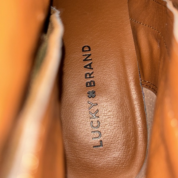 Lucky Brand LK- Lashiya Oiled Suede Dual Zipper Chunky Stacked Heel Size 10M - Picture 10 of 14